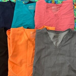 6 FIGS  V-Neck Top - Pink, Teal, Orange, Gray, Black, Navy